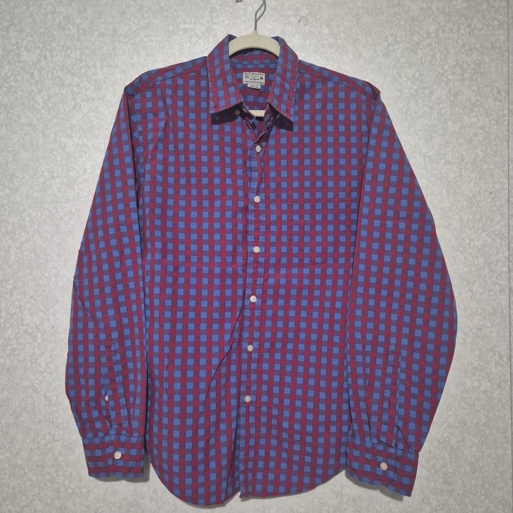 J. Crew Red and Blue Checkered Casual Shirt...Size:M
